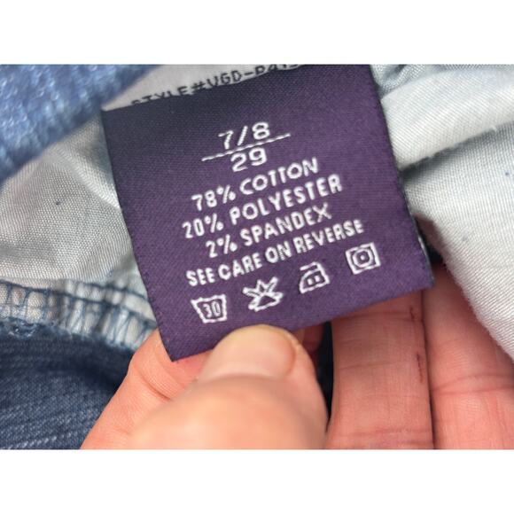 Vigold Skinny Jeans Women 7/8 Straight Leg Faded Distressed Sequined Medium Wash - Picture 5 of 13